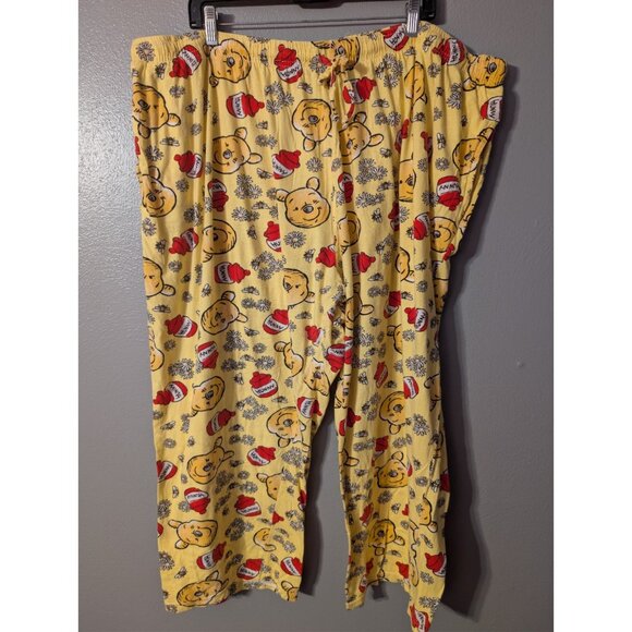 Disney Winnie the Pooh Pajama Pants 5X Yellow Cotton Allover Print Pockets Sleep - Picture 2 of 6
